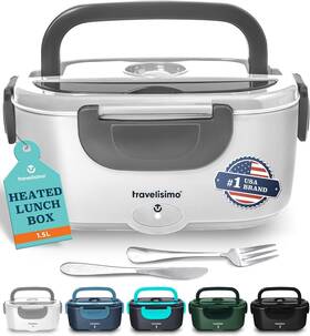 Travelisimo 437019625573 Electric Lunch Box For Adults 80w Heated 1.5l Stainless Steel Port