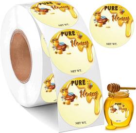 Trendslabels 765157769629 1.5 Inch Honey Bottle Label Homemade Net Weight Labels Yellow