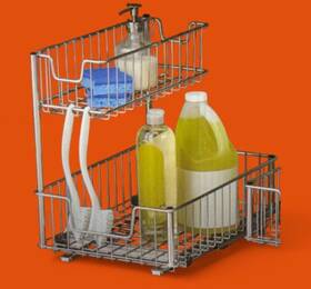 Tbfc-2201 Trinity Sliding Undersink Organizer 2-tier Pull Out Cabinet Basket Chrome Steel
