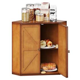 Tr0079 Trironsun Corner Bread Box For Kitchen Counter Double Layer Bamboo Storage Contai