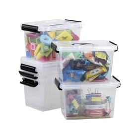 Tstorage 737269766148 8 Quart Plastic Storage Clear Latch Boxes Containers With Lids And Han