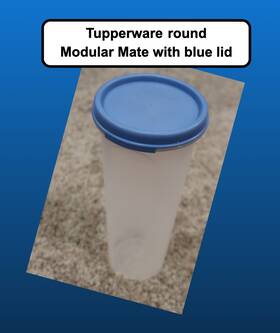 1643-11 Tupperware Modular Mates Round #4 Sheer 30 Oz Container #1643 Blue Seal Ln