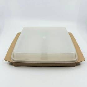 723-2 Tupperware Tan/white Clear Egg Storage/deviled Carrier Vtg With Tray