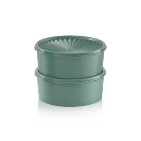 88269989 Tupperware Heritage 2pk 7.5c Plastic Cookie Canister Set Green