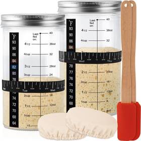 1200-2p Tyniaide 40 Oz Sourdough Starter Kit 2 Pack Extra Thermometer Strips And Breathabl 1200-2p Tyniaide 40 Oz Sourdough Starter Kit 2 Pack Extra Thermometer Strips And Breathabl