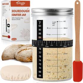Tyniaide 445051747741 40oz/1200ml Sourdough Starter Kit Extra Thermometer Strips And Breathable Cove Tyniaide 445051747741 40oz/1200ml Sourdough Starter Kit Extra Thermometer Strips And Breathable Cove