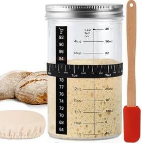 Tyniaide 711181993455 40oz/1200ml Sourdough Starter Kit Extra Thermometer Strips And Breathable