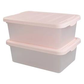 Ucake 751450472298 14 Quart Plastic Storage Boxes With Pink Lids 2 Packs
