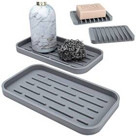 Uhmer 860004043980 Silicone Sink Tray And Self Draining Soap Dish 4-pack Multipurpose Sp