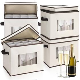 Ggn-uiifan-74 Uiifan 4 Pcs Champagen Flute Storage Box With Dividers 12 Compartment Stemware Stora Ggn-uiifan-74 Uiifan 4 Pcs Champagen Flute Storage Box With Dividers 12 Compartment Stemware Stora