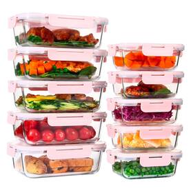 Umeied 750219454698 10 Pack Glass Food Storage Containers With Leak Proof Lids Airt