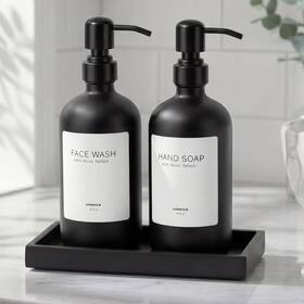 Unisence Un-cgbx2b-brt 2 Packs Glass Dish Soap Dispenser Set For Kitchen Hand And Dispens