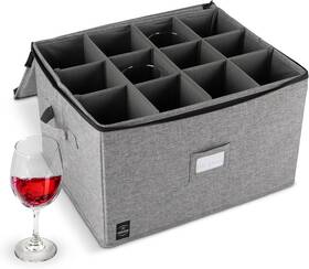 Unison Kitchen 445014319374 Wine Glass Storage Holds 12 Stemware Glasses Stackable Fully-padded Inside Wi