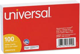 Unv47210 Universal 47210 Ruled Index Cards 3 X 5 White 100/pack