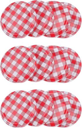 18942qi17xva5x363lww3 Upkoch Jars - 40pcs Jam With Checked Plaid Lids 6.5x6.5cm As Shown