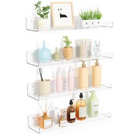 Fup01003 Upsimples 4 Pack Acrylic Shelves For Wall Storage 15 Inch Floating Bookshelves F