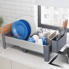 1622696 Urackify Expandable Dish Drying Rack Stainless Steel With Aluminum Frame D