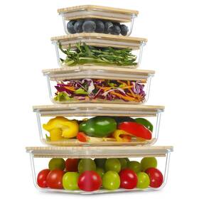 Urban Green 716053852601 Glass Containers With Bamboo Lids Meal Prep Food Storage C