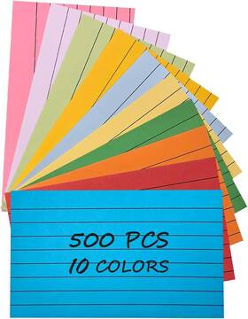 Ur-500 Urmspst Index Cards 500pcs 3 X 5 Inches Ruled Colored 10 Colors