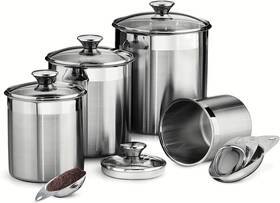 80204 Usa Inc. 527ds 80204/527ds Gourmet Stainless Steel Canister And Scoops Set 8 Piece Made In Br