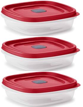 Utensilux 061032880157 Rubber Maid Food Storage Containers Three Cup Containe