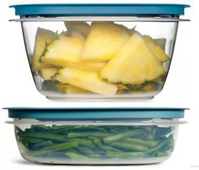 Utensilux 061032880218 Food Storage Containers Easy Find Lids Teal 9 And 14 Cup Set Flex Seal