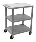 He34-g Utility 120557 Cart . Gray Shelves 24 3 Id