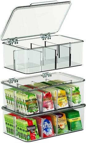 Utopia Home 840143509745 3 Pack Tea Bag Organizer - Stackable Storage With Lid