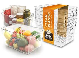 Utopia Kitchen 840143549918 Clear Organizer Or Storage Bins - 6 Pack Pantry Organizers And