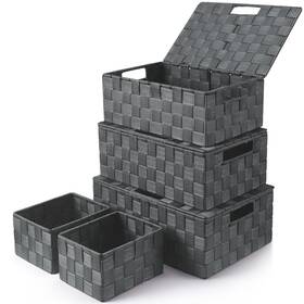 Bins2 Uvellgift Storage Bins With Lids Woven Box Organizer Containers Decorative Bas