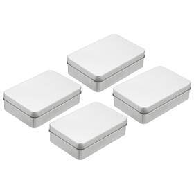 Uxcell 634149371938 4pcs Metal Tin Box Containers 4.2x2.8x1.2 Inch Portable Storage Boxes Silver