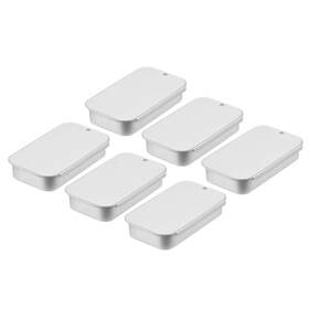 Uxcell 634149372317 6pcs Metal Tin Box Containers 2.4x1.3x0.4 Inch Portable Storage Silver