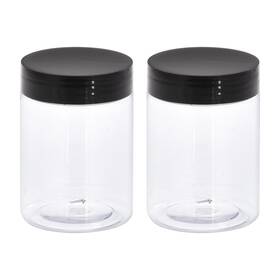 Uxcell 724708590006 2pcs 10oz/ 300ml Round Plastic Jars With Black Screw Top Lid For Storage