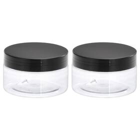 Uxcell 724708590020 2pcs 7oz/ 200ml Round Plastic Jars With Black Screw Top Lid For Storage