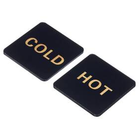 Uxcell 726215485646 4pcs Self Stick Hot/cold Water Label Acrylic Square Sticker Signs Marker Black