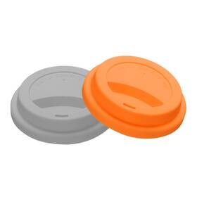 A24102700ux0054 Uxcell 2 Pcs Silicone Cup Lids For Glass 3 Inch Id 3.7 Od Orange/grey