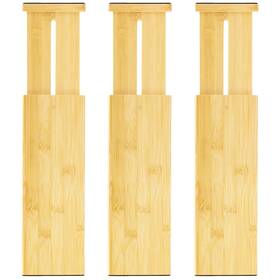 Vaefae 974441110595 3 Pack Bamboo Drawer Dividers 4 Inch High Adjustable 11.9-17.1 ... Fast Ship