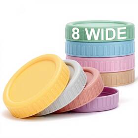 Js-js151a Vaincre 8pcs Wide Mouth Mason Jar Lids Plastic Multicolored