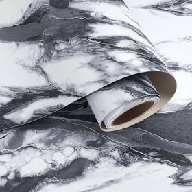 04a-sis-2 Varypaper Modern Black And White Marble Contact Paper Kitchen Countertop Peel