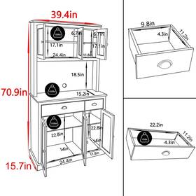Veikous 774947200778 Kitchen Pantry Storage Cabinet Cupboard With Framed Black