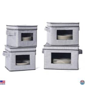 B08lmfqntz Veno 4 Size Hard Shell Storage Containers For Dishes And Ornaments Holds 48 Plates