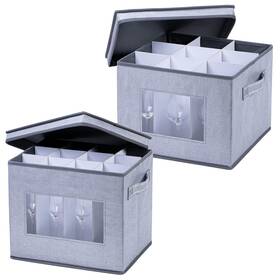 Eu-gb-0001-cpfwgl2 Veno 2 Packs Stemware Storage Box Set With Lid And Handles China Organizer Contai