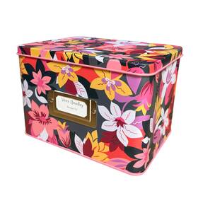 27825-x50 Vera Bradley Floral Recipe Tin And Blank Cards Pink Flowers Divider Container Gift