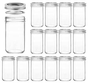 Guangban-12oz Verones Mason Jars 12 Oz 15 Pcs Canning Jelly With Green Silver
