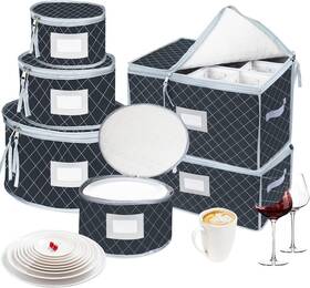 Veronly 313108597557 China Dinnerware Storage Containers Set- Dish Mug Stemware Cases