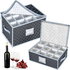 Veronly 445039559519 Wine Glass And Mug Storage Box With Dividers - 2 Pack China Containers S