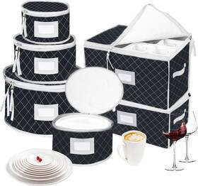 Veronly 711181364095 China Dinnerware Storage Containers Set- Dish Mug Stemware Cases - Quilt