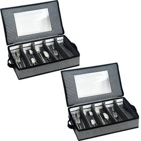 Veronly 739771491082 2 Pack Flatware Utensil Storage - Sturdy Silverware Box With Dividers