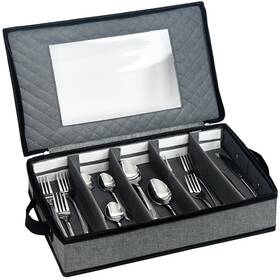 Veronly 739771491099 Flatware Utensil Storage Case Silverware Box Chest With Divider