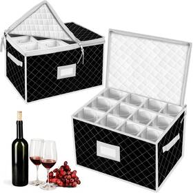 V-hjb-b2-309 Veronly China Storage Containers - Stemware Cases For 12 Wine Champagne Glass